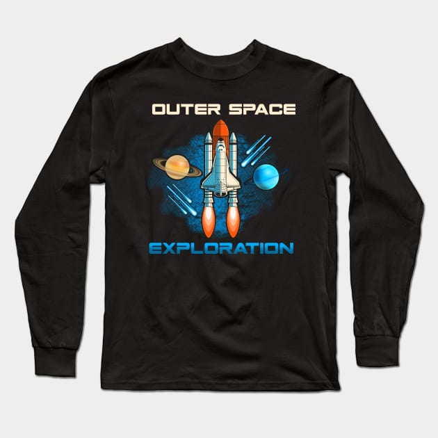 Outer Space Exploration Rocket Astronaut Long Sleeve T-Shirt by theperfectpresents